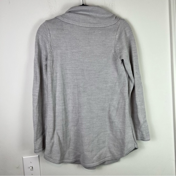 Design History Sweater  Womens Size small Gray Long Sleeve Cowl Neck Ribbed - Picture 5 of 7